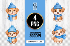 Cute Winter Puppy Clipart Sublimation PNG Product Image 1