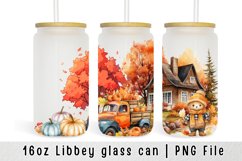 Fall tumbler sublimation glass can, 16 oz glass can wrap Product Image 1