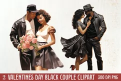 Valentines Day Black Couple Clipart, Black Couple Clipart Product Image 1