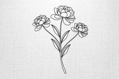 Triple Bloom Outline Floral Embroidery Design Product Image 1