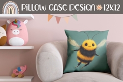Cartoon Bee Pillow Design, Cartoon Bee Pillowcase Template Product Image 1