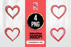 Hand-drawn Red Heart Outline Clipart Sublimation PNG Product Image 1