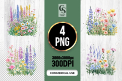 Wildflower Meadow Illustration Clipart Sublimation PNG Product Image 1