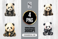 Cute Watercolor Baby Panda Clipart Sublimation PNG Product Image 1