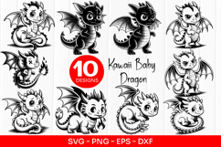Kawaii Baby Dragon Clipart SVG PNG Product Image 1