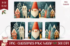 Cartoon Christmas Gnome Mug, Christmas Town Mug Wrap Product Image 1