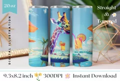 Funny Giraffe Tumbler Wrap, Summer Animals Tumbler Design Product Image 1