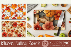 Autumn 3D Flowers Cutting Boards sublimation Design Product Image 1