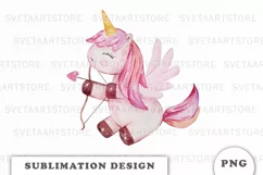 Watercolor cute unicorn sublimation png Product Image 1