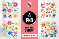 Cute Smiling Daisy Sunflower Clipart Sublimation PNG Product Image 1