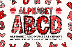 Valentine Alphabet Clip Art, valentines day letters doodle Product Image 1