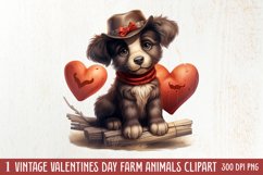 Vintage Valentines Farm Animals Clipart, Valentines Couple Product Image 1