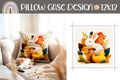 Easter Bunny Pillowcase, Cartoon Animals Pillow Template Product Image 1