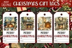 Christmas Fireplace Gift Tags, Christmas Tree Product Tags Product Image 1