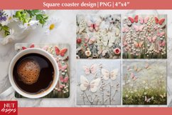 Butterflies 3D felted sublimation, 3D spring coaster PNG Product Image 1