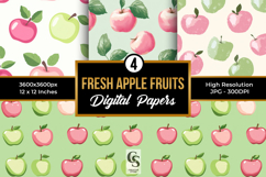 Fresh Apple Fruits Pattern Digital Paper Product Image 1