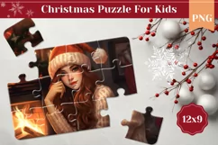 Christmas Girl Sublimation, Printable Christmas Puzzle PNG Product Image 1