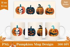 Funny Pumpkins Mug Wrap, Halloween Coffee Mug Sublimation Product Image 1