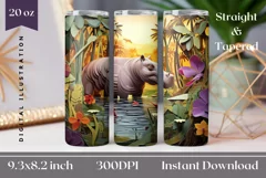 3D Hippo Tumbler Wrap, 3D Tumbler Warp, African Safari Product Image 1