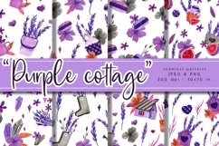 "Purple Cottage" Lavender Digital Papers Product Image 1
