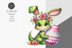 Easter clipart, Dino clipart, Watercolor clipart, Dinosaur Product Image 1