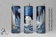 White Fluffy Dog Skinny Tumbler Wrap Sublimation PNG Product Image 1