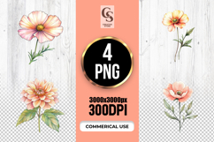 Peach Watercolor Flower Clipart Sublimation PNG Product Image 1
