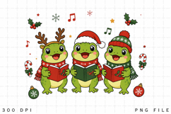 Cute Christmas Frog Carolers PNG, Singing Frogs Christmas Product Image 1