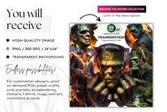 Frankenstein Clipart, Halloween clipart, Halloween PNG Product Image 2