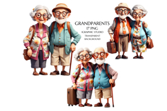 Summer grandparents clipart,Travel couple clipart Product Image 1