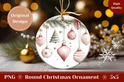 Watercolor Christmas Baubles Ornament, Winter Ornament Print Product Image 1