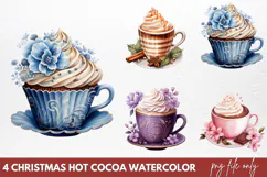 Christmas Hot Cocoa Watercolor Clipart PNG Product Image 1