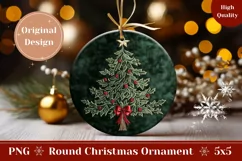 Embroidery Christmas Ornament, Winter Round Ornament Print Product Image 1