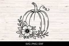 Hand Drawn Floral Pumpkin SVG With Leaves Product Image 1