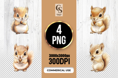 Baby Squirrel Watercolor Clipart Sublimation PNG Product Image 1