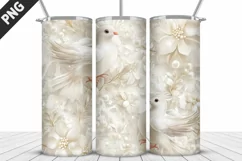 3D Christmas Doves Tumbler Wrap - 20 Oz Skinny Tumbler PNG Product Image 2