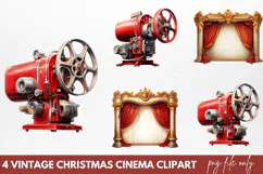 Vintage Christmas Cinema Clipart PNG Product Image 1