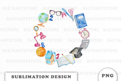 Watercolor School Supplies Wreath png Product Image 1