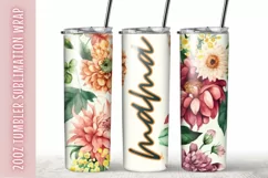 Floral Mama Watercolor 20Oz Tumbler Sublimation Wrap Product Image 1