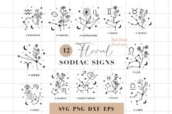 Zodiac sign svg bundle, Constellation with flowers svg Product Image 1