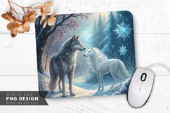 Enchanted Companions in a Frozen Forest Mouse Pad PNG Design Product Image 1
