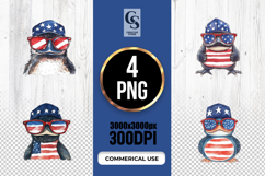 Patriotic Penguin Clipart Sublimation PNG Product Image 1