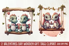 Valentine Animal On Swings Clipart, Valentine Animal Clipart Product Image 1