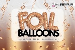 Rose Gold Foil and Glitter Dots Balloon Clipart Product Image 1