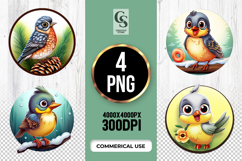Colorful Songbird On Branch Clipart Sublimation PNG Product Image 1