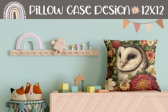 Flowers Pillow Design, Owl Pillow Sublimation Product Image 1