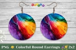 Fluid Art Round Earrings, Abstract Round Earring Design Product Image 1