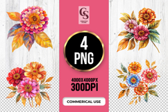 Bright Watercolor Flowers Clipart Sublimation PNG Product Image 1