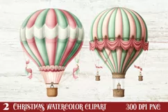 Christmas Hot Air Balloon Clipart, Christmas Hot Air Product Image 2