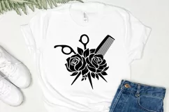 Floral Hairstylist Svg, Flower Svg, Rose Scissors Svg, Product Image 2